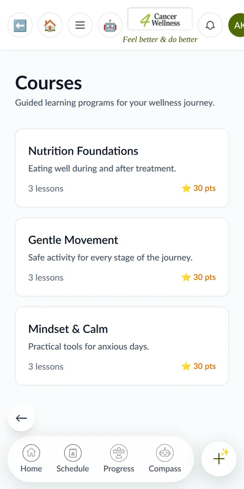 4CW app wellness courses and lessons