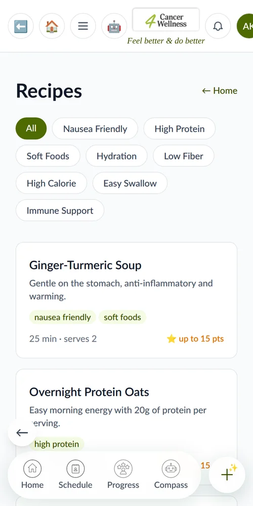 4CW app recipes for treatment-friendly eating